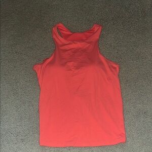 Sleeveless High Neck Tank Top - Coral Pink